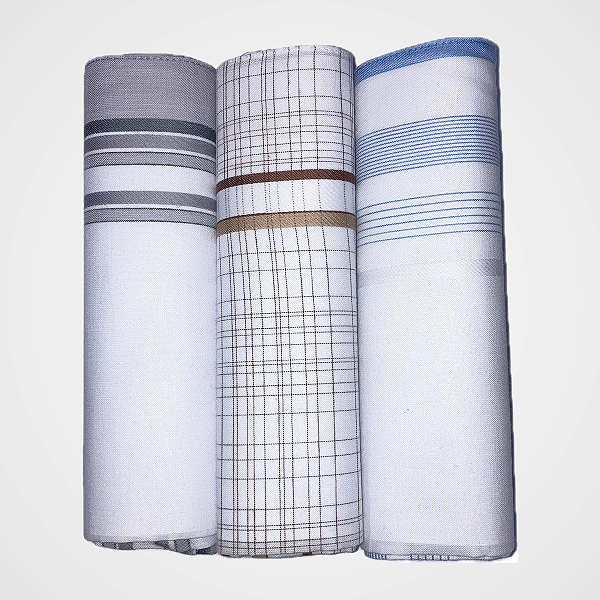 Kit 3 Lenços de Bolso Masculino Presidente Branco Listras Diversas