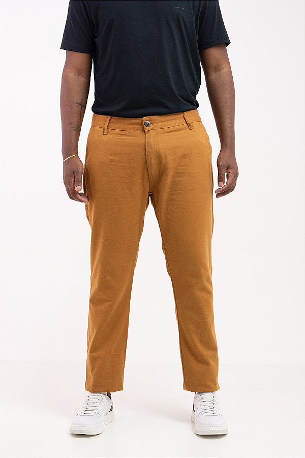 Calça Alfaiataria Masculina Caramelo 100% Algodão Premium Modelagem Confort Pataloo