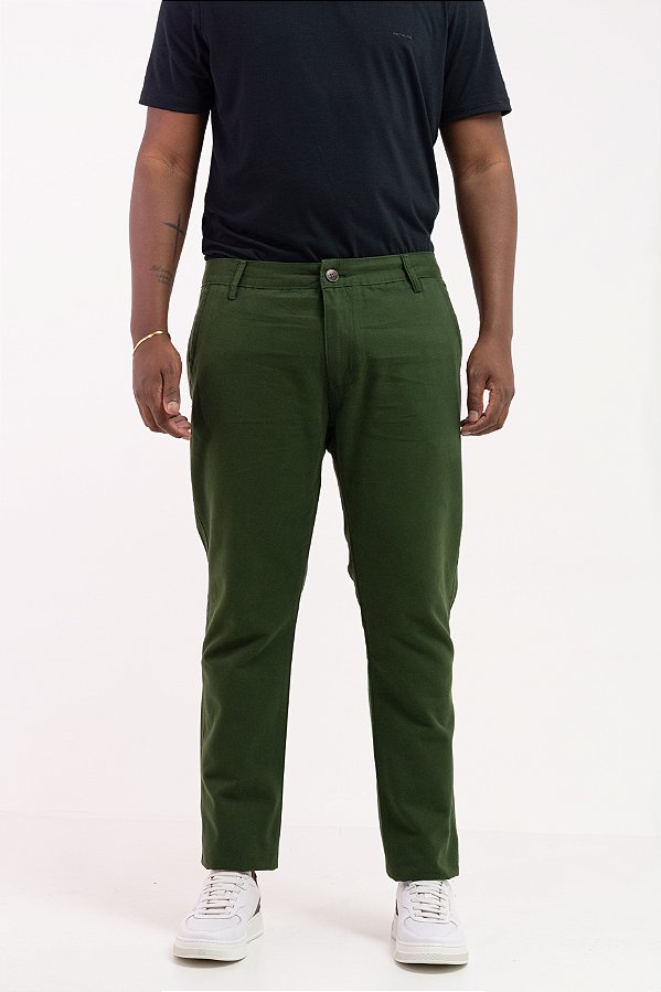 Calça Alfaiataria Masculina Verde 100% Algodão Premium Modelagem Confort Pataloo