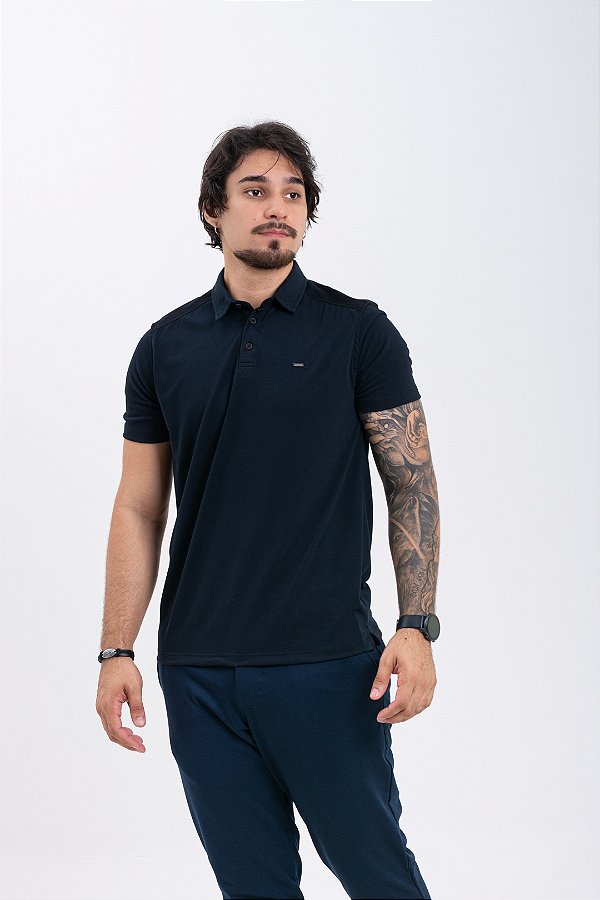 Camisa Polo Masculina Pataloo Tech Viscolycra Preta