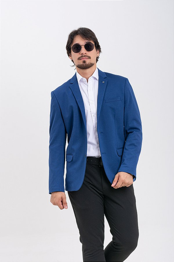 Blazer Masculino Docthos Tech Azul Poliviscose com Elastano Corte Italiano