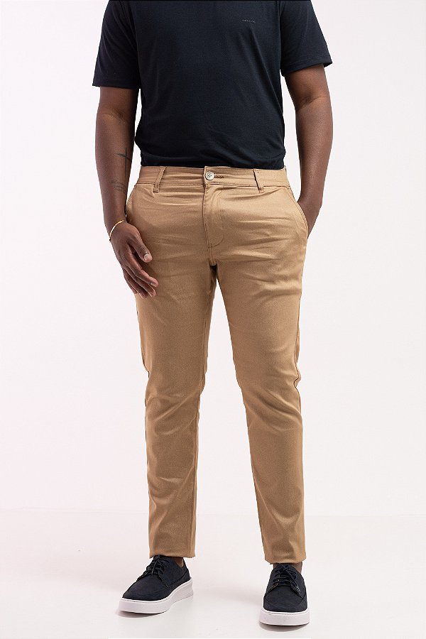 Calça Alfaiataria Masculina Pataloo Slim Fit Barbara Bege
