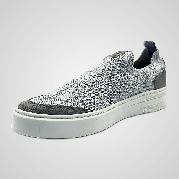 Tênis Slip On Masculino Evoque Prata Tecido Knit Respirável Pataloo