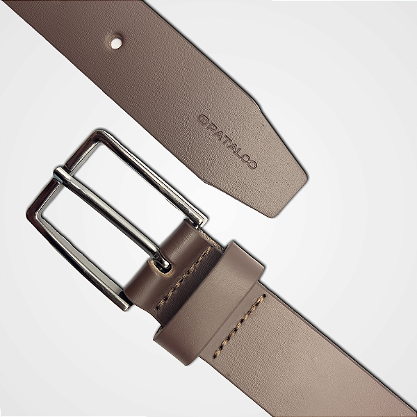 Cinto Social Couro Legítimo Café Fino 30mm Fivela Grafite PATALOO