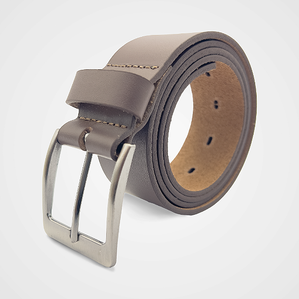 Cinto Casual Couro Legítimo Marrom Café 40mm Fivela Grafite Escovado Pataloo