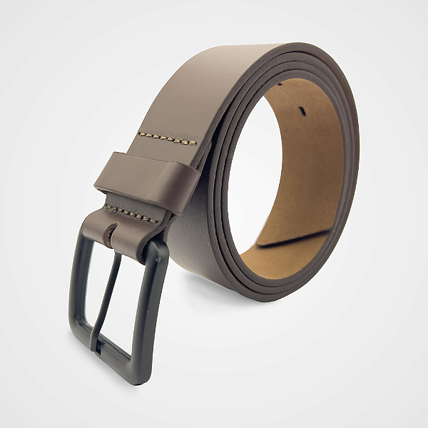Cinto Casual Couro Legítimo Marrom Café 40mm Fivela Preta Fosca Pataloo