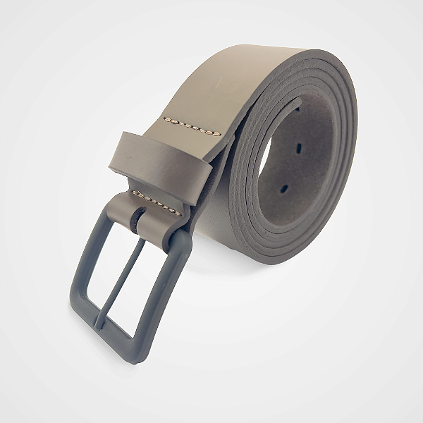 Cinto Couro Marrom 40mm Fivela Matte e Ponta Geométrica Pataloo