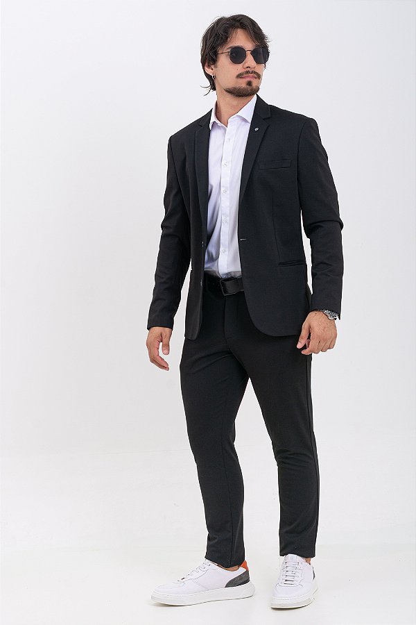 Blazer Masculino Docthos Tech Preto Poliviscose com Elastano Corte Italiano