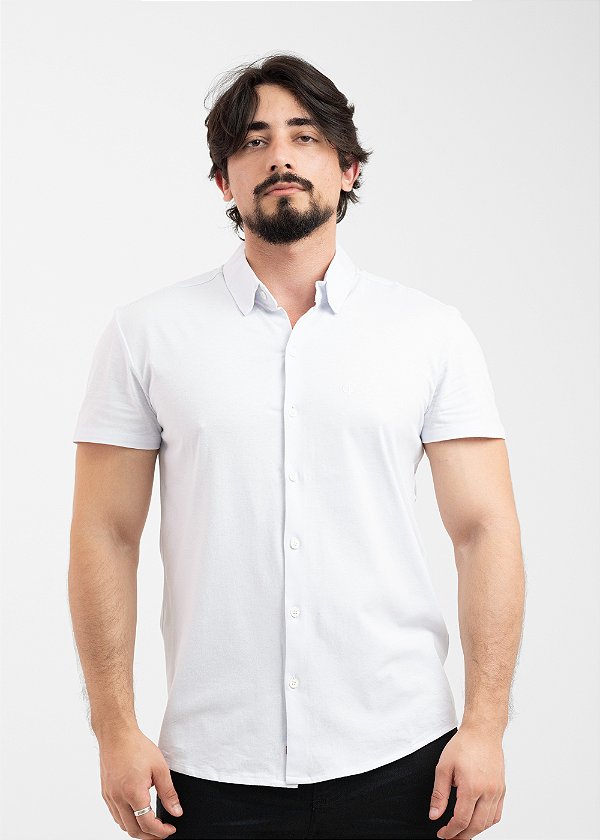 Camisa Social Pataloo Manga Curta Algodão Branca