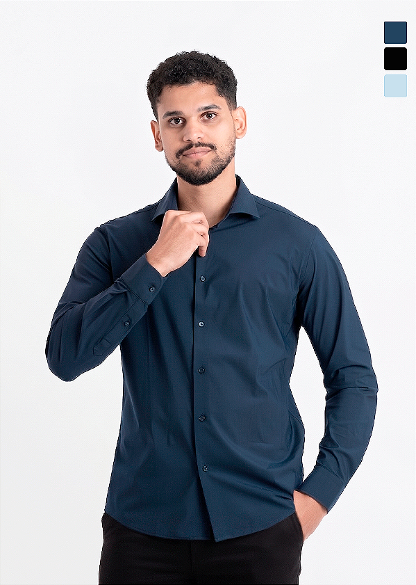 Camisa Social Masculina Tech Premium Slim Não Amassa PATALOO