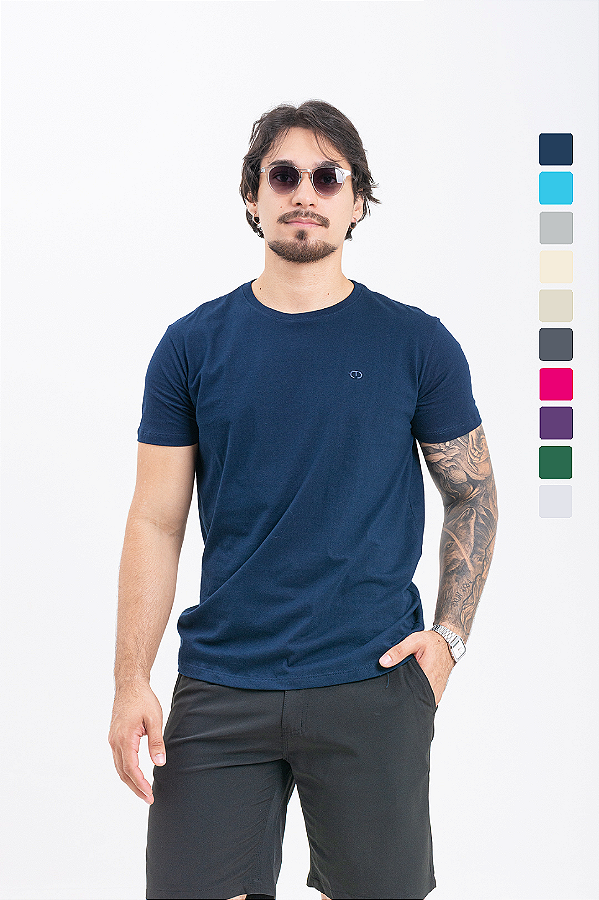 Camiseta Básica Masculina Algodão Regular Cores Variadas PATALOO