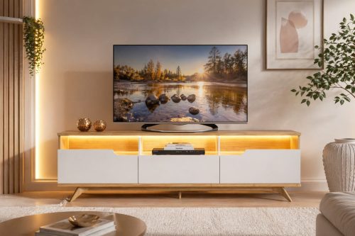 Bancada Diplomata c/Led 2.00m 70″- Cinamomo/Off White