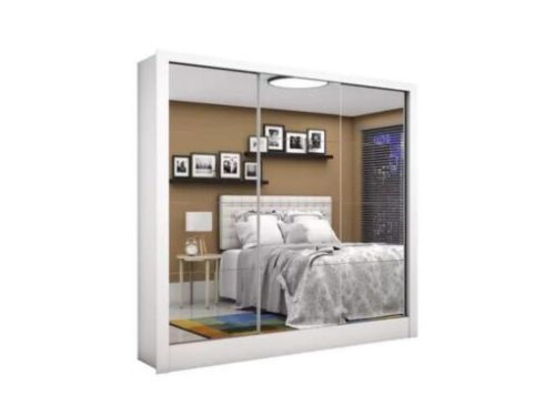 Guarda-Roupa Dubai Premium c/ espelho 3 portas e 3 gavetas – Branco