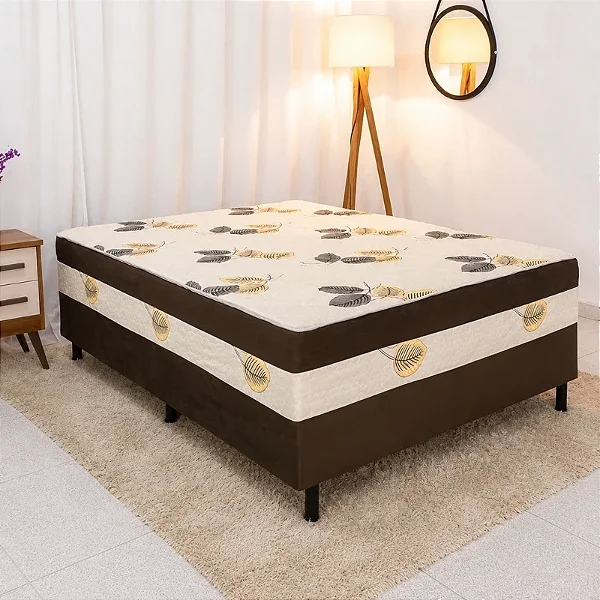 Cama Box Casal Ortopédico Marrom Nosso Sonho - 138x188x60