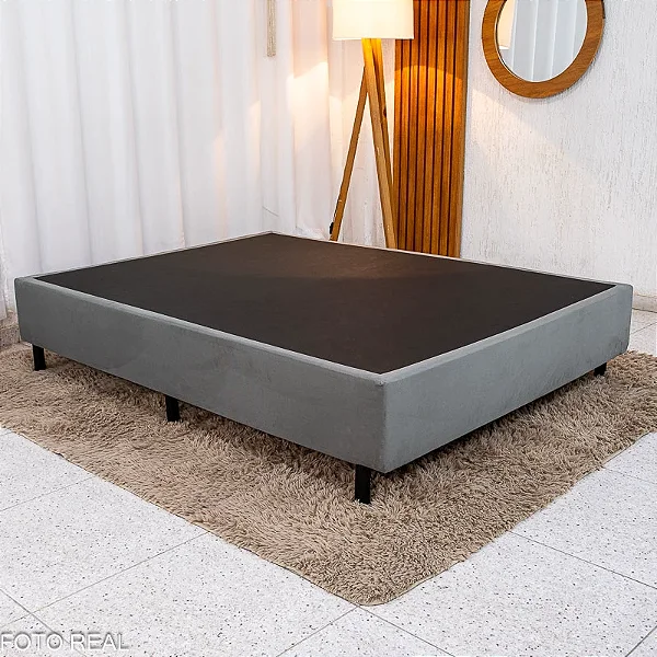 Base Box Casal Sued Cinza 138x188x37 cm - Ortobel