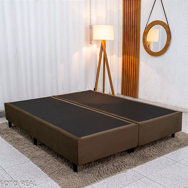 Base Box Queen Bipartida Sued Marrom 158x198x37 - Ortobel