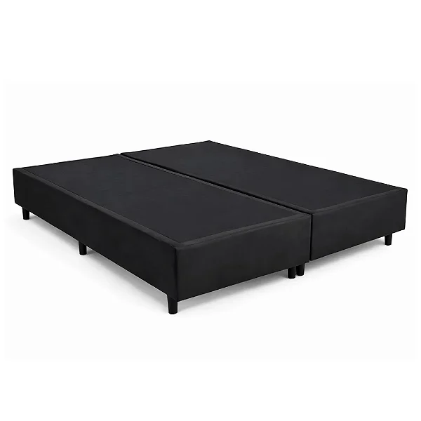 Base Box Queen Bipartida Sued Preto 158x198x37 - Ortobel
