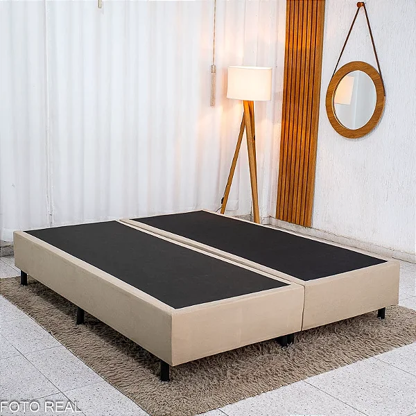 Base Box Queen Bipartida Sued Bege 158x198x37 - Ortobel