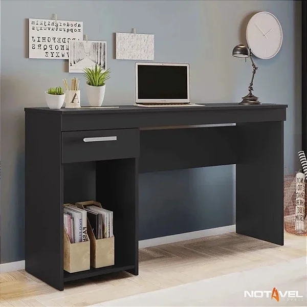 Mesa Office NT 2070 Larg. 1.08m Preto 1 Gaveta Notável