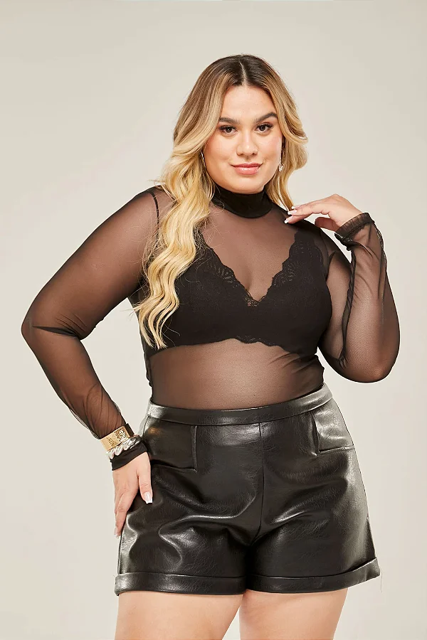 Tule Plus Size Manga Longa