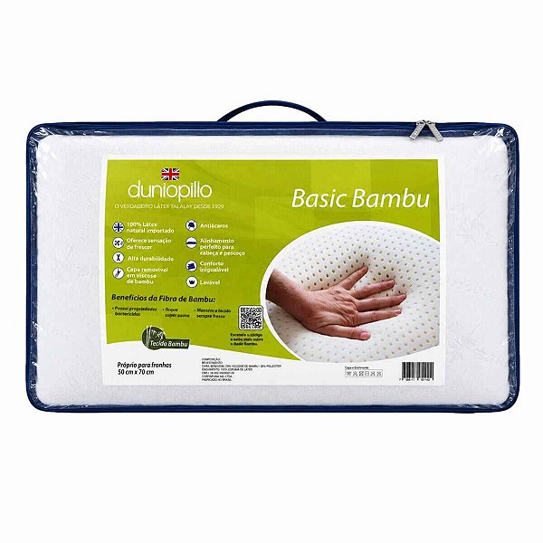 Travesseiro Premium Dunlopillo Basic Bambu – Látex Natural Talalay