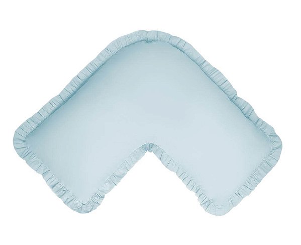 Capa Travesseiro Veet Adulto Azul Bebê Babado Liso