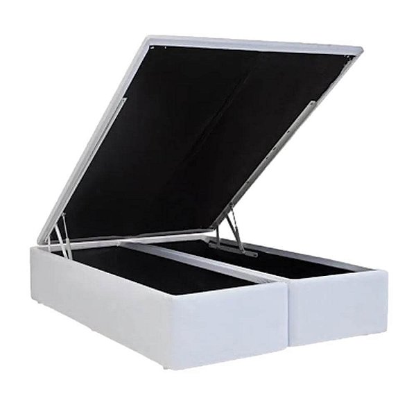Cama Box Baú Queen Courino Branco Soulflex - 158x198x42