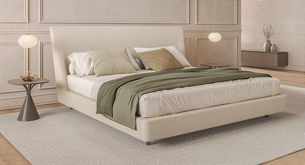 Cama Estofada Azaléia Elos – Luxo e Design Curvo em Goiânia