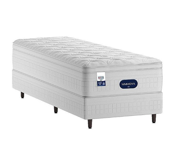 Cama Box com Colchão Solteiro Americano Simmons Finesse - 096x203