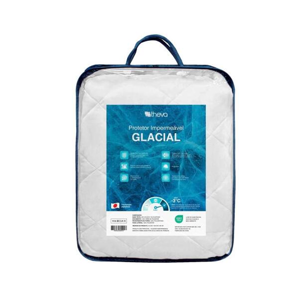 Protetor de Colchão Casal Glacial Theva 140×190 – Toque Gelado e Impermeável
