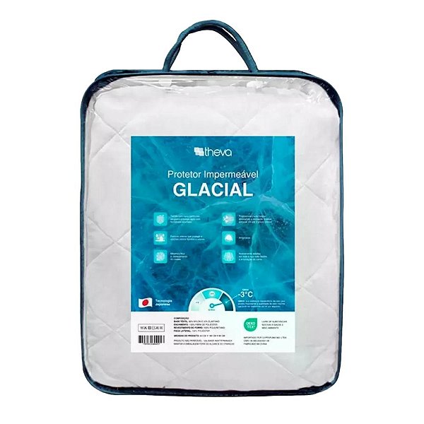 Protetor de Colchão Solteiro Glacial Theva 88x188 – Impermeável com Toque Gelado