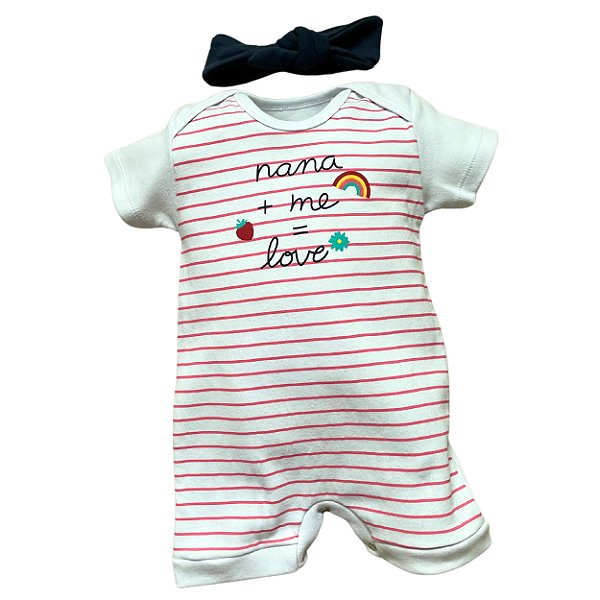 Macaquinho Curto Menina listrado GG