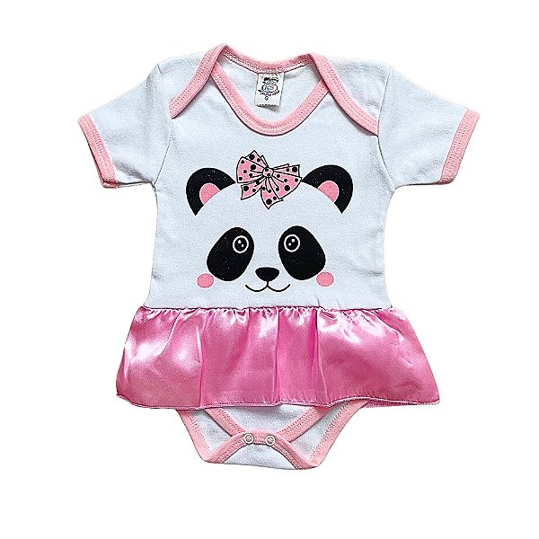 Body Com Saia  Panda Rosa