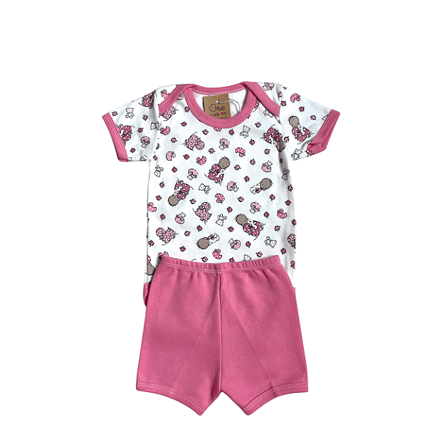 Conjunto Short e Body Manga Curta