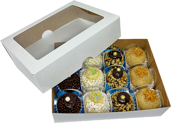 Caixa Para 12 Doces C/ Visor - Kit 10 Unidades