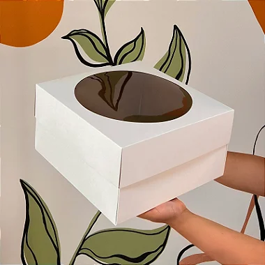 Caixa Para Torta C/ Visor 23x23x15 - Kit 5 Unidades