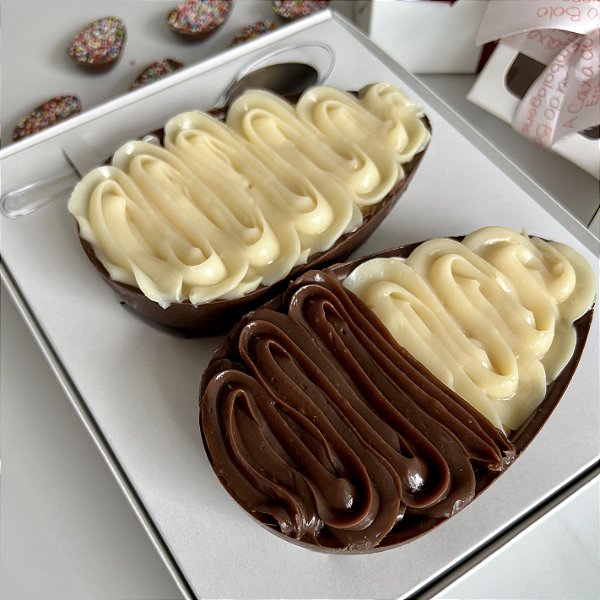 Caixa para Ovo de Colher Branca (Duplo) - Kit 5 Unidades