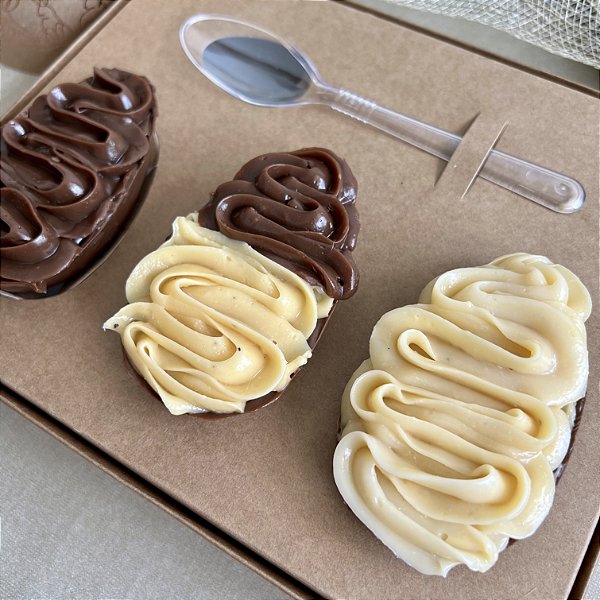 Caixa Ovo de Colher Ajustável Kraft (Trio) - Kit 5 Unidades