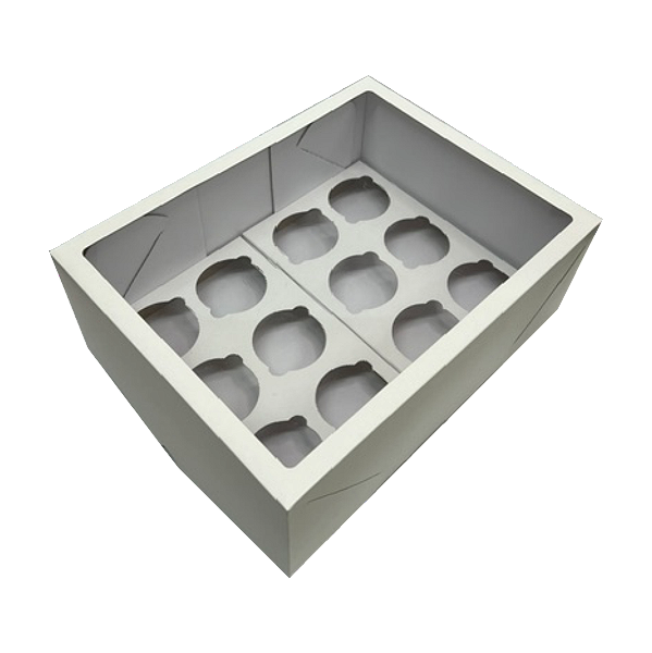 Caixa Para 12 Cupcakes C/ Visor - Kit 5 Unidades