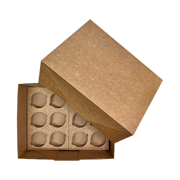 Caixa Para 12 Cupcakes - Kit 5 Unidades - Kraft