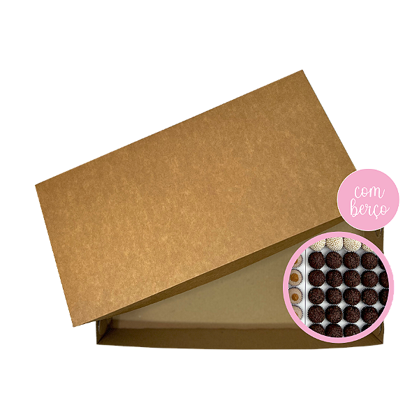 Caixa Para 50 Doces C/ Berço - Kit 5 Unidades - Kraft