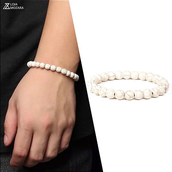 Pulseira Pedra Natural - Howlita Bege