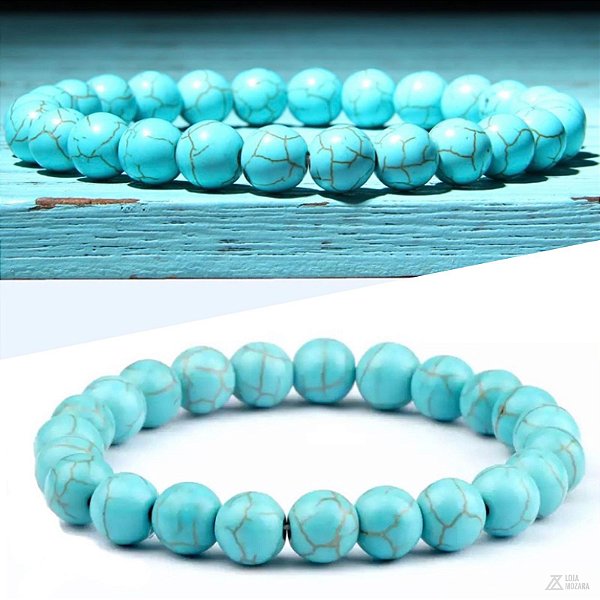Pulseira Pedra Natural - Howlita Turquesa