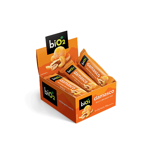 Barra de Castanhas e Frutas Vegana biO2 Damasco 12 un 25g - Sem glúten