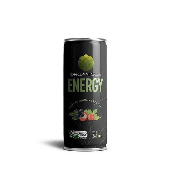 Energético Orgânico Sem Glúten Organique Energy Drink Sabor Açaí Guaraná e Erva Mate 269ml