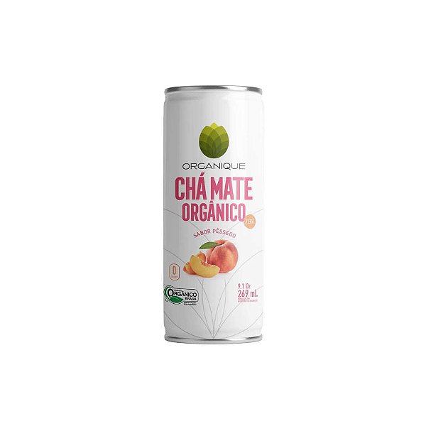 Chá Mate Orgânico Pêssego Zero Organique 269ml - Sem açúcar Sem Glúten