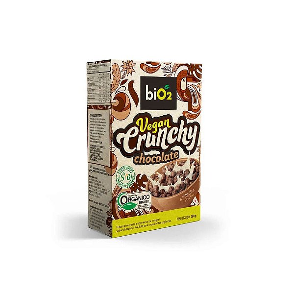 Cereal Matinal Orgânico Sem Glúten Chocolate biO2 Vegan Crunchy 200g