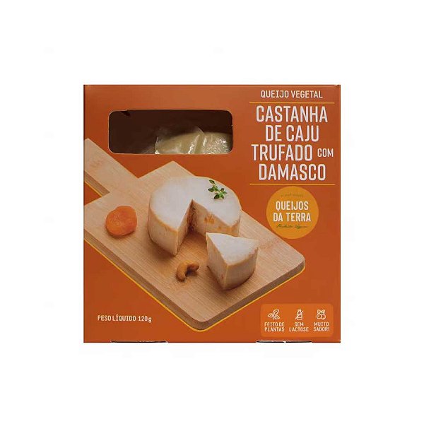 Queijo Vegano de Castanha de Caju Trufado com Damasco 120g Queijos da Terra - Sem Glúten