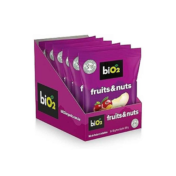 Mix de Frutas e Sementes Desidratadas Sem Glúten biO2 Snack Nuts 6un 50g
