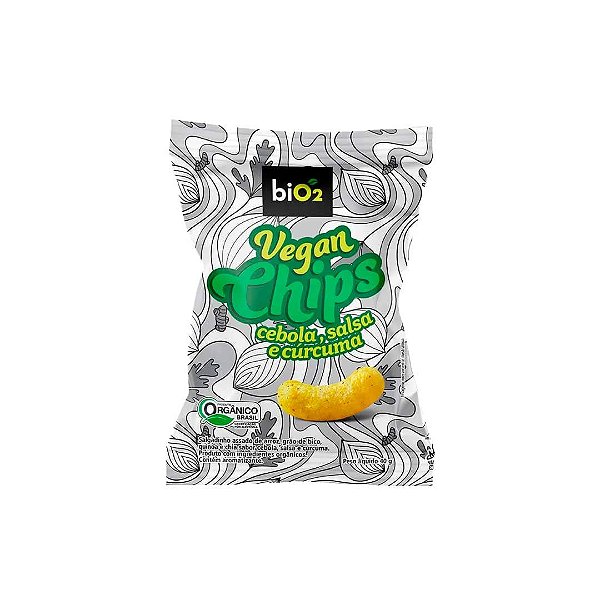 Snack Vegano Orgânico Sem Glúten biO2 Vegan Chips Cebola, Salsa e Cúrcuma 40g